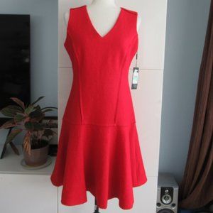 KARL LAGERFELD PARIS Women's Red Jumper Sleeveless Woold Blend Dress Sz 8 *Flaw